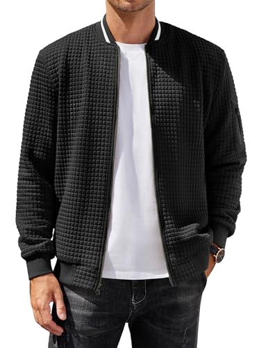 COOFANDY Men'S Varsity Jacket Casual Knit Jacket Fashion Bomber Lightweight