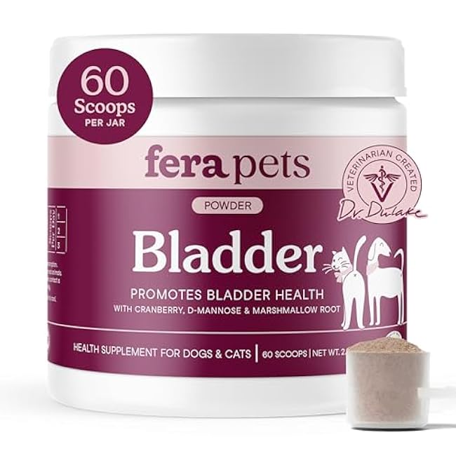 Fera Pets Bladder Support - Cranberry for Dogs & Cats - D-Mannose & Marshmallow Root - Urinary Tract Support - Supports Normal Urine pH - Boosts Immunity - 60 Scoops-BnmVgkyS