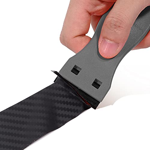 Image of EHDIS 1.5 inch Plastic Razor Scraper with 10pcs Double Edged Plastic Blades for Removing Labels Stickers Decals on Glass Windows (Grey)