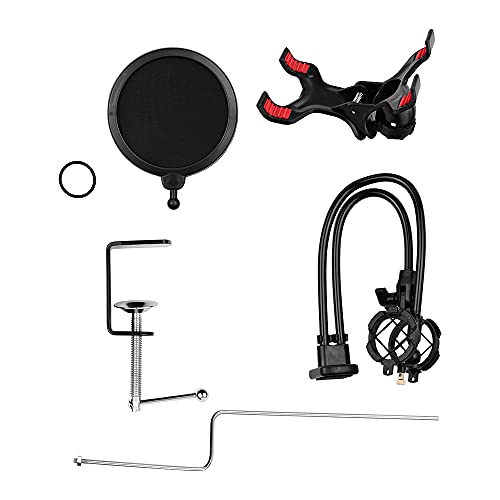 lifcasual Suporte de mesa para microfone e smartphone com pinça Windscreen para transmissão ao vivo/