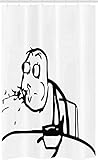 ABAKUHAUS Humor Schmaler Duschvorhang, Wierd Meme Troll Comics, Badezimmer Deko Set aus Stoff mit Haken, 120 x 180 cm, Weiß & Schwarz