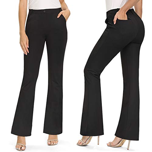 NICEWIN Womens Yoga Dress Pants Bootcut Pants Bootleg Flare Yoga Pant for Female Black