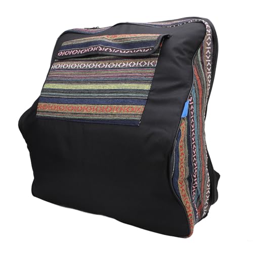 Asixxsix アコーディオンギグバッグ、人間工学に基づいたショルダーストラップを備えたエスニックスタイルのアコーディオンケースバックパック、48-120ベース用の防水綿布の楽器キャリングバッグ