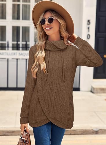 Bulotus Tunic Sweaters for Women 2025 Turtleneck Sweater Pullover Lightweight Warm Tunic Tops for Leggings Loose Fit3