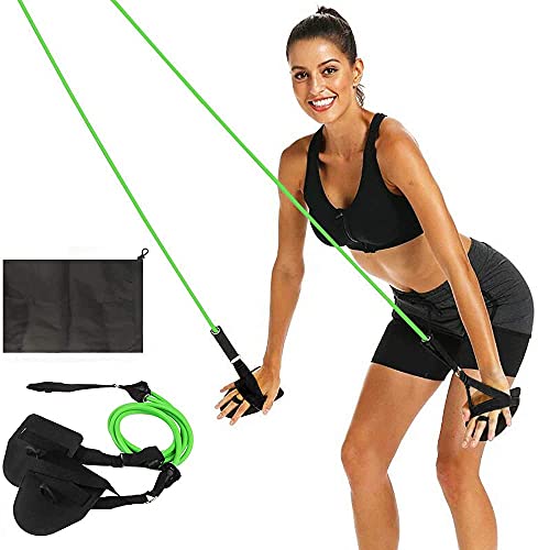 FOOING Swimming Arm Strength Trainer, Swimming Resistance Exercise Bands Set with Swim Paddle Fins,Professional Freestyle Swimming Arm Trainer Elastic Band for Swimming Training (Green-50lb)