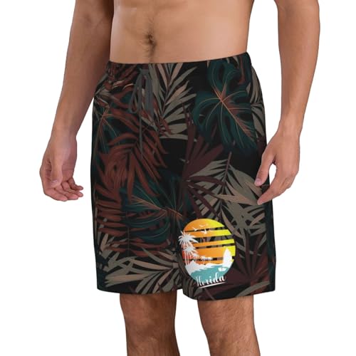 Florida Miami Palm Trees Beach Sun Men's Casual Board Shorts Swim Trunks Swimwear Bathing Suits,2