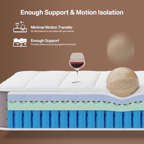 Image of Twin Mattress, 8 Inch Hybrid Twin Size Mattress in a Box, Cooling Gel Memory Foam Mattresses with Pocket Springs, Pressure Relief, Medium Firm Feel, Fiberglass-Free, Motion Isolation, 365-Night Trial