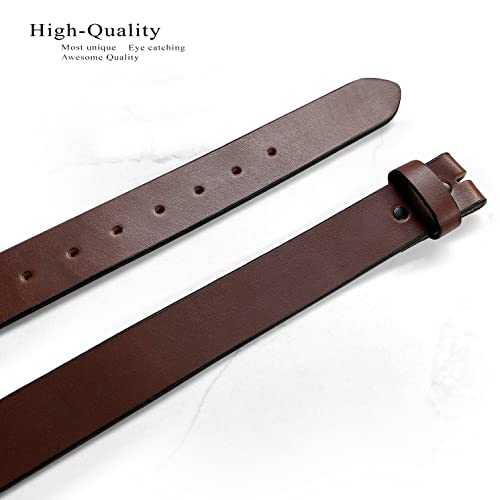 Made in USA Hand-cut Full Grain Leather Belt Strap - Burgundy 1 1/2" Wide3