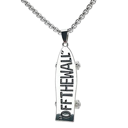 KONFEN Collier Pendentif Homme Femme, Skateboard Cadena Acero Inoxidable Colgante Viking 70cm, Cordon Necklace Men Chaine Pingente Bijoux Cadeau d'anniversaire...