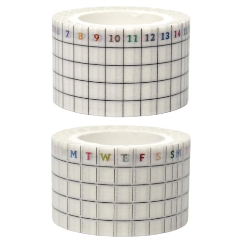 LAOMIS Japanese Writable Washi Tapes/Set of 2 / Habit Tracker / 25mm x 10m / 50 Months & 125 Weeks