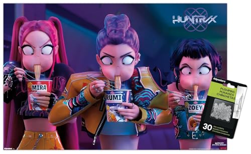 Netflix KPop Demon Hunters (2025) - Huntrix Noodles Wall Poster with Push Pins, 22.4L