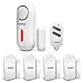 KERUI D2 Sensor de Alarma para Puertas y Ventanas con Sistema de Alarma inalámbrico para el hogar, 4 Zonas para el casa, Garaje, Oficina - 1 Alarma de Puerta - 1 Control Remoto - 4 sensores de Puerta