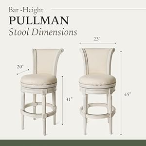 Maven Lane Pullman 31 Inch Tall Bar Height Upholstered Barstool with Back in White Oak Finish with Natural Color Fabric Cushion Seat, Set of 2 Maven Lane Pullman 31 Inch Tall Bar Height Upholstered Barstool with Back in White Oak Finish with Natural Color Fabric Cushion Seat Set of 2