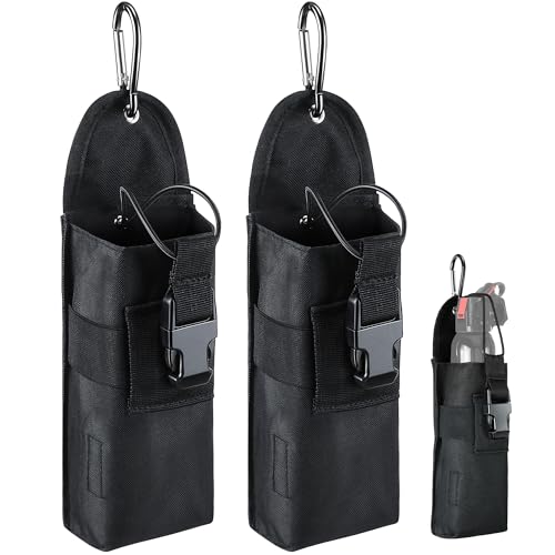 2 Pack Bear Spray Holster with Quick Release Buckle (Spray Not Included) Nylon Holster with Hook & Loop for 7.9 & 9.2fl Oz Canister Portable Pouch & Elastic Cord Design for Hiking Camping (Black)