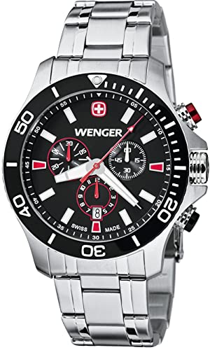 Wenger Seaforce Chrono 01.0643.101   Reloj cronógrafo de Cuarzo para Hombre, Correa de Acero Inoxidable Color Plateado (cronómetro, Agujas luminiscentes)