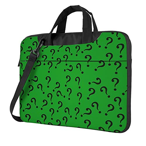 Question Mark in Green Laptop Sleeve Case 15.6 Inch Computer Tote Bag Shoulder Messenger Briefcase for Business Travel