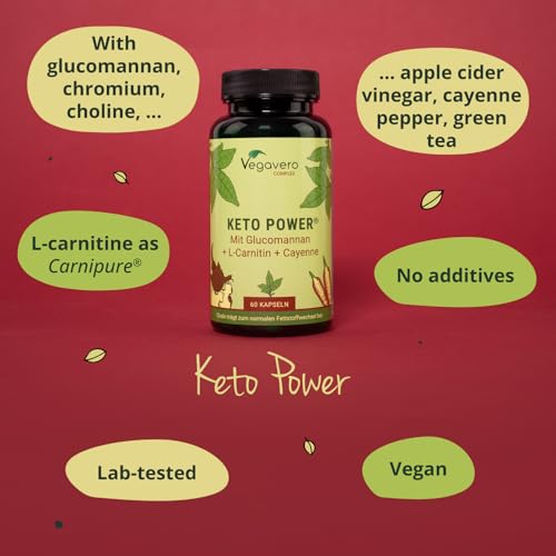 Vegavero Keto Diet Supplement | with Glucomannan, Apple Cider Vinegar, Cayenne Pepper, Chromium Picolinate & Choline Bitartrate | 60 Keto-Capsules | NO Additives | Vegan - Image 4