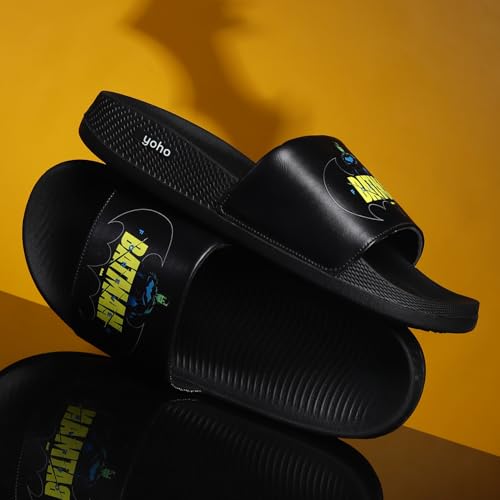 Image of YOHO Sliders for Men | Comfortable and Lightweight Slides | WB Cartoon & Comic Characters: Batman,Superman,Tom & Jerry,Rick & Morty,Big Bang Theory, Friends and Scooby Doo for Boys