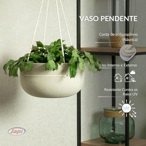 Vaso Pendente Rústico 28 Verde Musgo - Japi