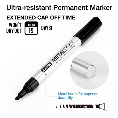 image for ZEYAR Permanent Markers, Chisel Tip, Set of 12, 4 Colors, Premium Wate