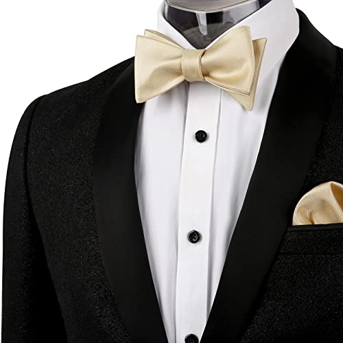 Image of Alizeal Mens 2pcs Solid Self-tied Bow Tie Set | Alizeal Mens 2pcs Self-tied Solid /Animal Bow Tie and Pocket Square Set Perfect for Wedding Business Formal Events