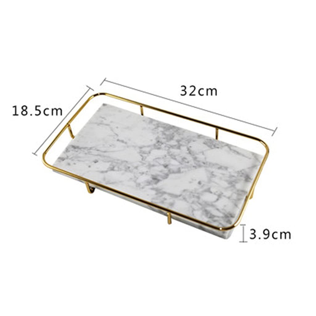 Nordic - Bandeja de almacenamiento de cerámica de mármol - Elegante baño para artículos de tocador y accesorios de maquillaje - Elegante decoración del hogar para inodoros y lavabos