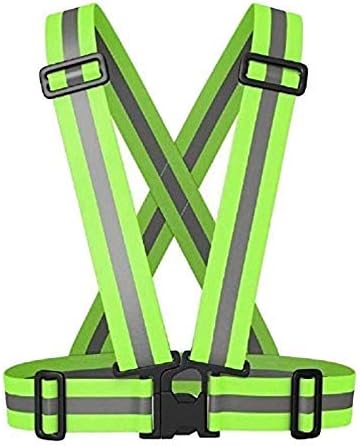 Safety Security Reflective Adjustable Vest Belt Gear Stripe Night Running Green