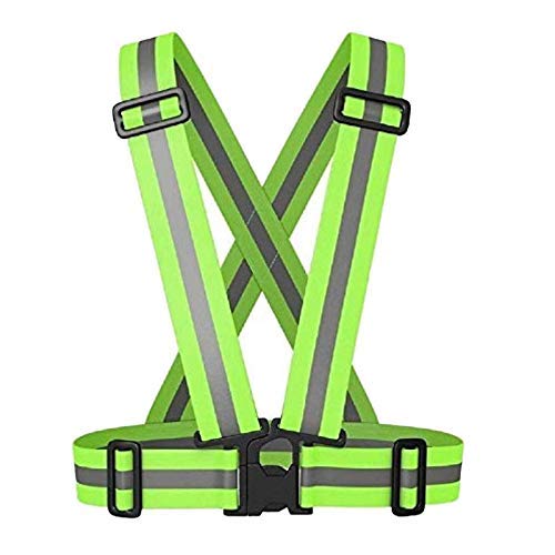Safety Security Reflective Adjustable Vest Belt Gear Stripe Night Running Green
