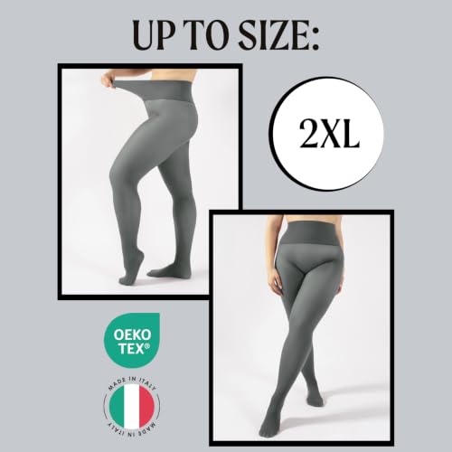 Image of CALZITALY Seamless Tights, 50 DEN High-Waist Pantyhose with no seams, Multi Color Opaque Tights - S, XXL, Italian Hosiery