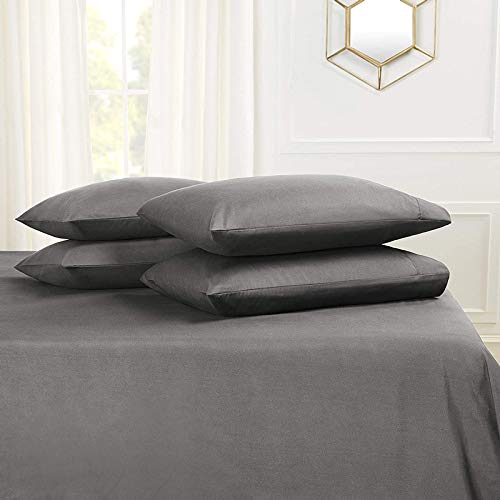Image of Dark Grey Bedsheet with 4 Pillow Covers 400TC 100% Egyptian Cotton Premium 5 Piece Bedsheets Queen Size