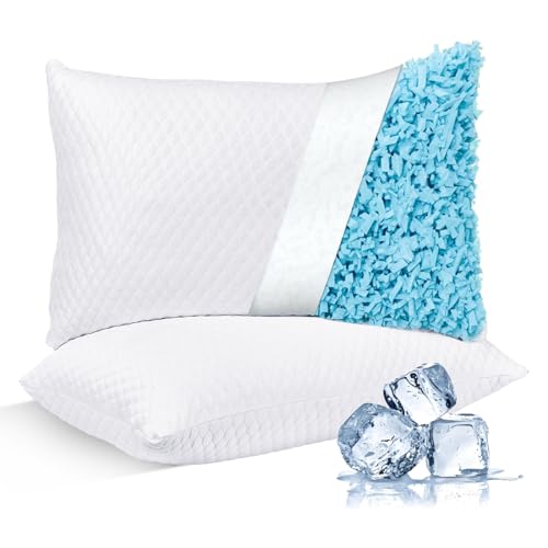 NTCOCO Shredded Memory Foam Bed Pillows for Sleeping Standard Size Set of 2,Cooling Pillows, with Washable Removable Hypoallergenic Sleep Pillow for Back and Side Sleepe - image 1