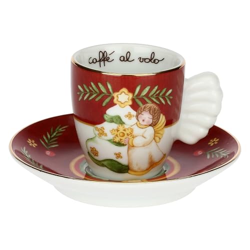 THUN - Tazzina Caffè Espresso Special Edition in Porcellana, Linea Desideri di Natale, Ø 6.5 cm, Capacità 110 ml
