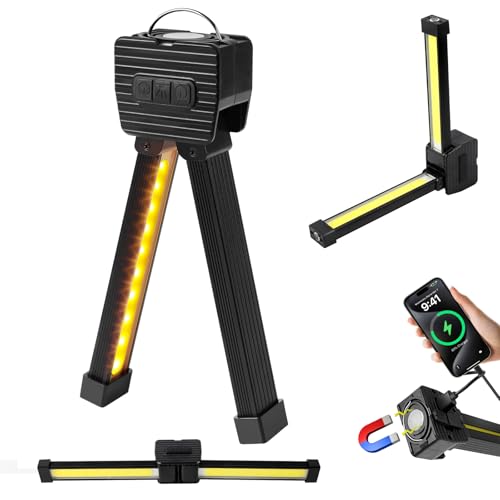 Image of Magnetic Gym Lamp for Posing, Portable Magnet LED Flashlight with Hanging Hook, 7th Gear Dimming & 180 Degree Folding, Handheld USB Rechargeable Power Bank Camping Light (1 PCS)