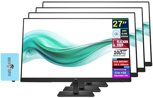 Image of HP 27 inch FHD IPS Monitor with 250 nits Brightness, 5ms Response Time, Anti-Glare, Flicker Free, VESA Mount, DisplayPort & Dockztorm USB Port Expander, Black Color (Replaces V27)