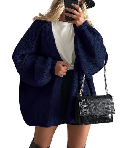 Image of PRETTYGARDEN Womens Oversized Cardigan Sweaters 2026 Fall Long Lantern Sleeve Knit Open Front Lightweight Sweater