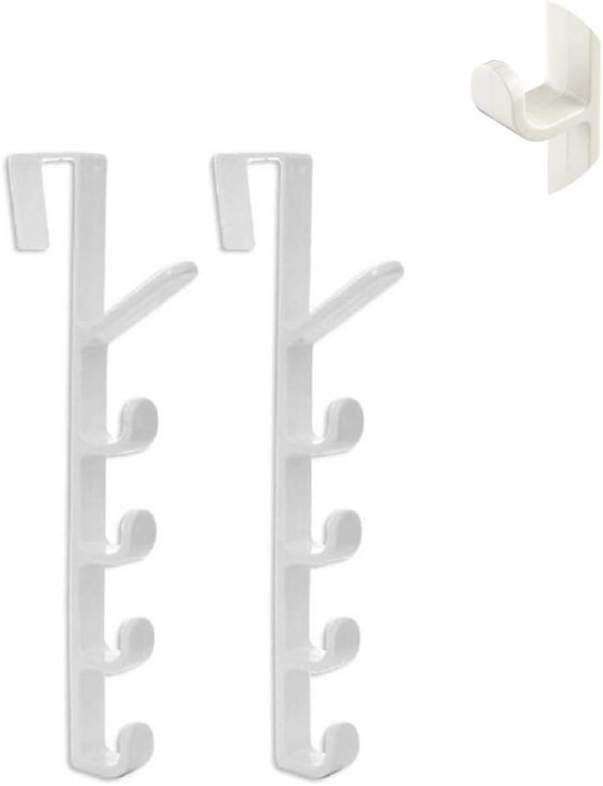 Home Essential 2pcsDoor Hook Rack with 5 Hooks - Ideal for Hanging Backpacks, Handbags, Clothes, Coats and More