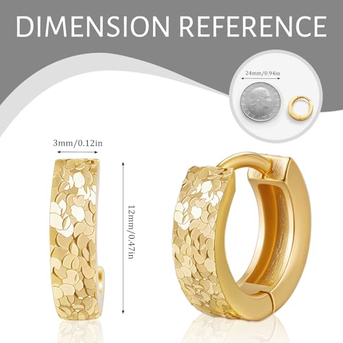 D-POW 925 Gold Crushed Ice Textured Hoop Earrings - Hypoallergenic Luxury for Women - Image 6