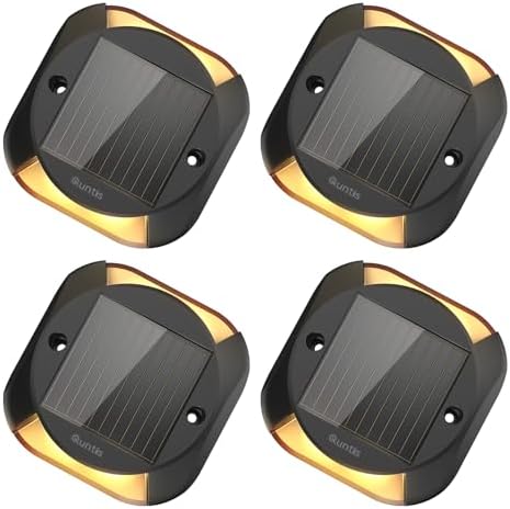 Solar Decking Lights 4 Pack, Warm White Solar Ground Light IP65 Waterproof, Pressure Resistant 3 Tons Driveway Lights for Stair Garden Step Pathway Walkway Patio Front Door,4packs