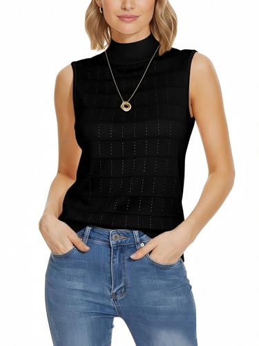 Image of INKOFF Sleeveless Mock Neck Turtleneck Knit Tops Women Dressy Casual Sweater Vest Business Work Tank