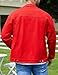Bindefon Denim Jackets for Men Trucker Jean Jacket Unlined Coats Spring Fall Outfits(Red,S)