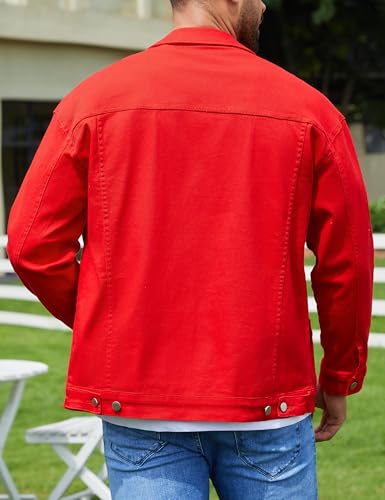 Image of Bindefon Denim Jackets for Men Trucker Jean Jacket Unlined Coats Spring Fall Outfits