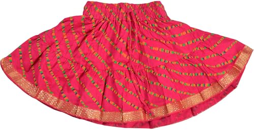 Image of DIAMO Girl's Jaipuri Lahariya Block Print Skirt and Top