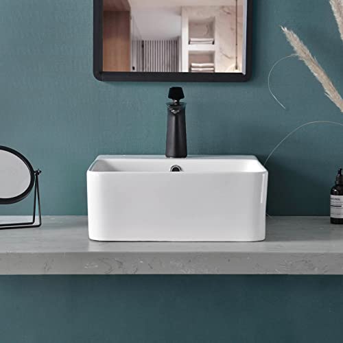 Davivy 16.5'' X 15.8'' Rectangle Vessel Sink With Pop-Up Drain,Bathroom Vessel Sink,White Vessel Sink,Bathroom Sinks Above Counter,Rectangular Bathroom Sink,Counter Top Sink,Sink Bowls For Bathroom #TOP5