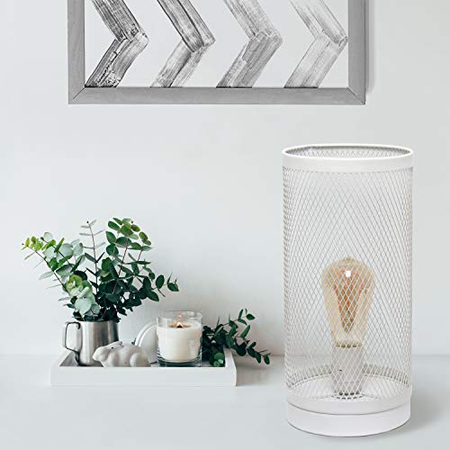 Lámpara de Mesa de Acero Cilíndrica Blanca miniatura 2