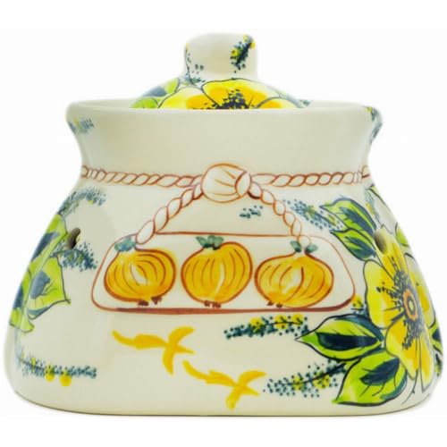 Authentic Polish Pottery Garlic and Onion Jar Signature UNIKAT in Hawaii Sunshine Design Handmade in Boles?awiec Poland + Certificate of Authenticity