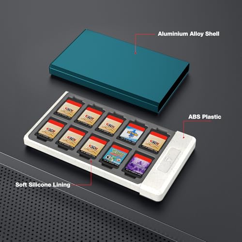 Image of HEIYING Switch Game Card Case for Nintendo Switch /Switch OLED /Switch Lite Game Card or Micro SD Memory Card, Metal Switch Game Holder with 20 Game Card Slots and 20 Micro SD Card Slots