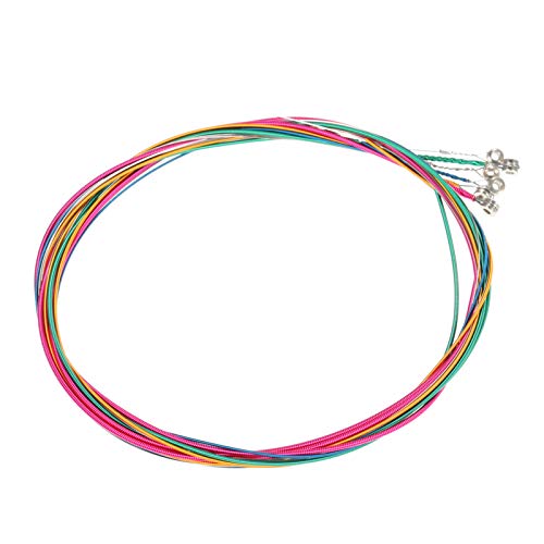 ERYUE 6pcs/Set Rainbow Colors Colorful Acoustic Guitar Strings Musical Instruments Replacement Steel Chord Wire