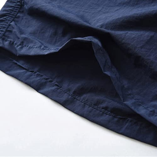 Maiyifu-GJ Men Solid Beach Swim Trunks Lightweight Mesh Lining Swimwear Drawstring Closure Elastic Waistband Beach Shorts (Dark Blue,Medium)4
