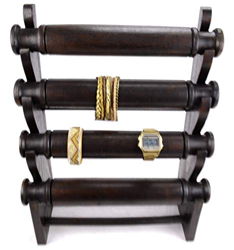 Puerta de pulsera y relojes de 4 barras de madera maciza, color marrón