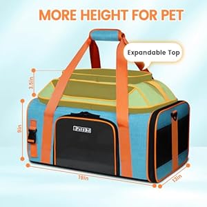 Petskd Top-Expandable Pet Carrier 19x13x9 Inches Southwest Allegiant Airlines Approved, Soft-Sided Carrier for Small Dog Under 15 lbs and Large Cat Under 20 lbs(Blue) Petskd Top Expandable Pet Carrier 19x13x9 Inches Southwest Allegiant Airlines Approved Soft Sided Carrier for Small Dog Under 15 lbs and Large Cat Under 20 lbsBlue